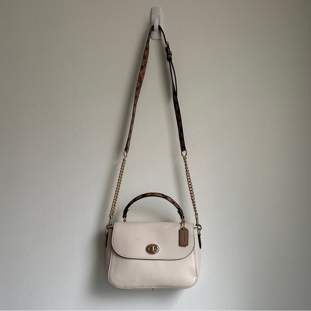 Coach Marlie Top Handle Leather Satchel Crossbody, Gold/Chaulk/Multi